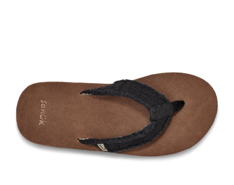 Sanuk Fraid Not Soft Top Eco Friendly Men's Flip Flops Black | Canada 254LIS